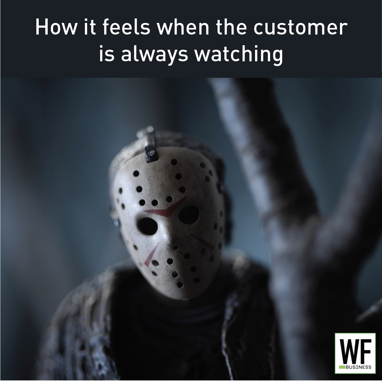 Horror movie character Jason mask representing customer surveillance anxiety