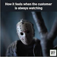 Horror movie character Jason mask representing customer surveillance anxiety