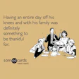 Someecards humor: Family dinner scene with sarcastic thanksgiving caption