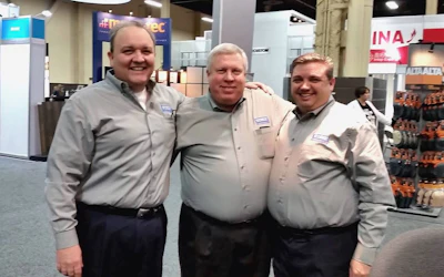 Shown (left to right) are David Ford, Mark Long and John Bast III at the Surfaces trade show in Las Vegas.