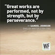 Samuel Johnson quote about perseverance with WF Business logo