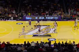 The L.A. Lakers 2025 Emirates NBA Cup court during their game against the L.A. Clippers on Nov. 25.