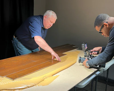 Mark Long does a video shoot for Stauf USA.