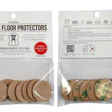 Two packages of leather furniture floor protector pads in tan and beige colors