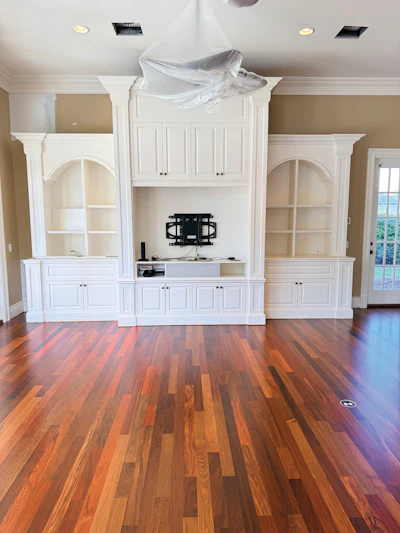 An ipé floor by Costa Hardwood Floors. “Ipé rewards meticulous craftsmanship. Controlled sanding techniques, progressive grit refinement, and finishes engineered for dense hardwoods reveal its rich depth and enduring elegance,” Igor Costa says.