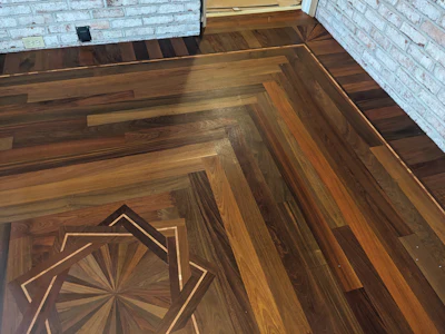 An ipé and mesquite floor by Howard Brickman. “Extractive bleeding can occur with some finishes on ipé, so always test a small area first,” he cautions.
