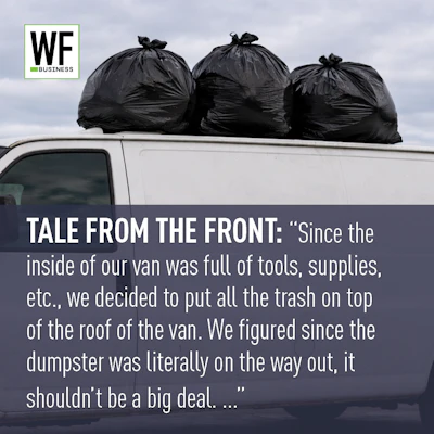 Tale Trash On Van Roof