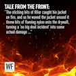 Flaming nylon safety hazard story with WE Business logo on fire background