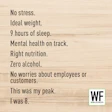 Motivational wellness checklist with WE Business logo highlighting life balance at age 8