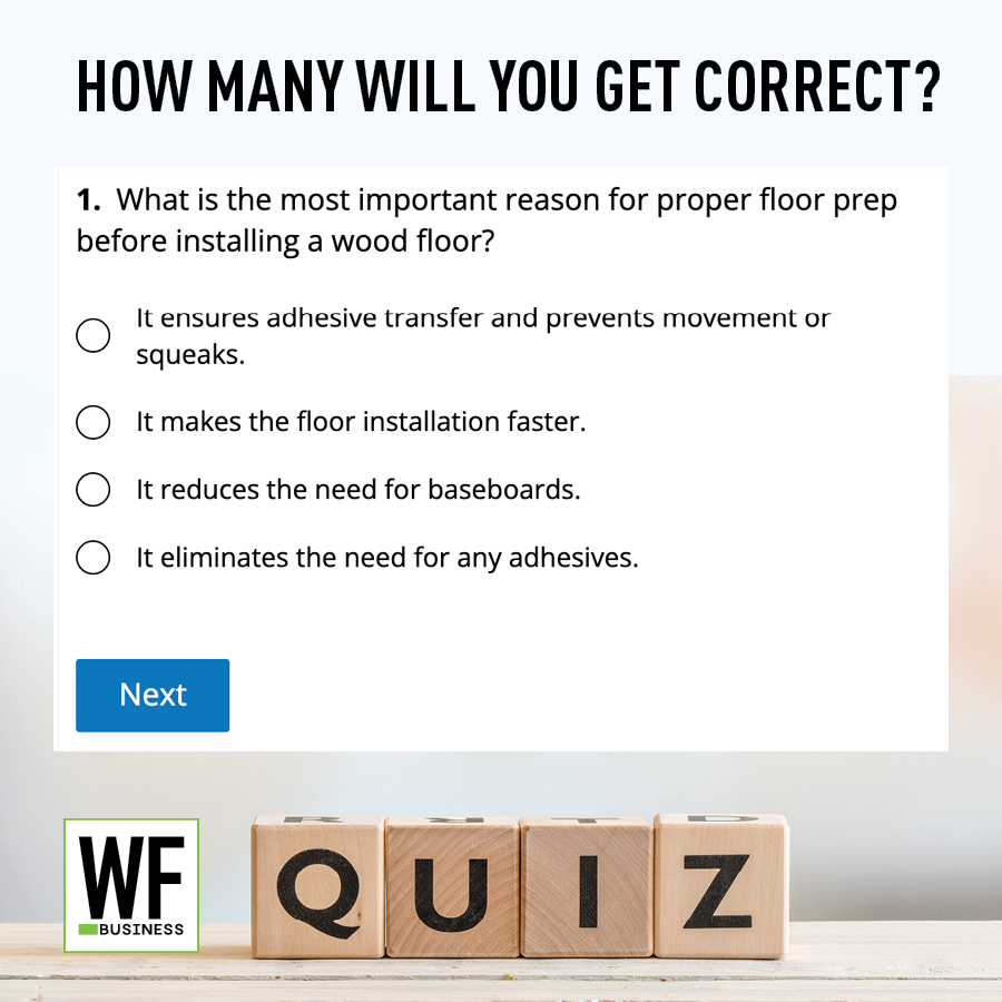 Quiz Subfloor Prep