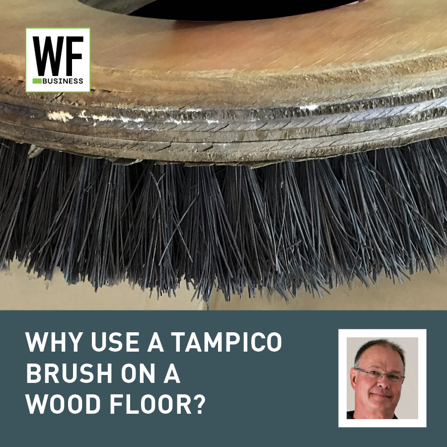 Tampico brush with natural wood handle and black bristles for floor cleaning