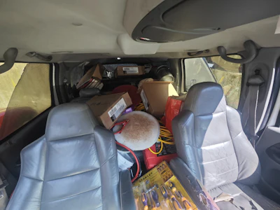 The Ford Excursion typically fits eight people. Cardona's fits one on a good day.