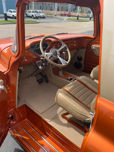 Hall wanted to add every modern convenience he could think of, including a top-notch sound system with a modern radio that looks vintage.
