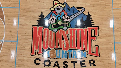Gatlinburg businesses sponsored the redesign of Rocky Top Sports World's 53,000-square-foot sports floor. In return, their logos were adhered to the center of the courts.