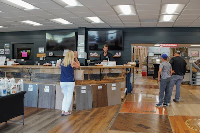 Panel Town & Floors has a two-desk system: one for contractors who want to be in and out quickly, and another for homeowners and designers who want to take their time.