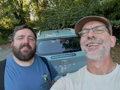 Vallant (at right) visited Keith Graff (of Graff Floor Sanding LLC) in Fenton, Mo.