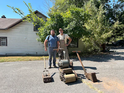 Graff showed Vallant his extensive collection of wood flooring antique tools, including these three vintage machines.