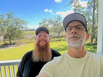 Vallant (at right) visited American Floor Sanding and Refinishing Owner Patrick Russell on a job near Savannah, Ga.