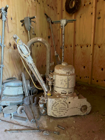 One of Joe Boone Sr.'s antique sanding machines.