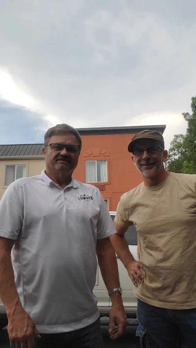 Wayne Lee (at left) of Middle Tennessee Lumber, inspired Vallant to change his longstanding edge grinding technique.