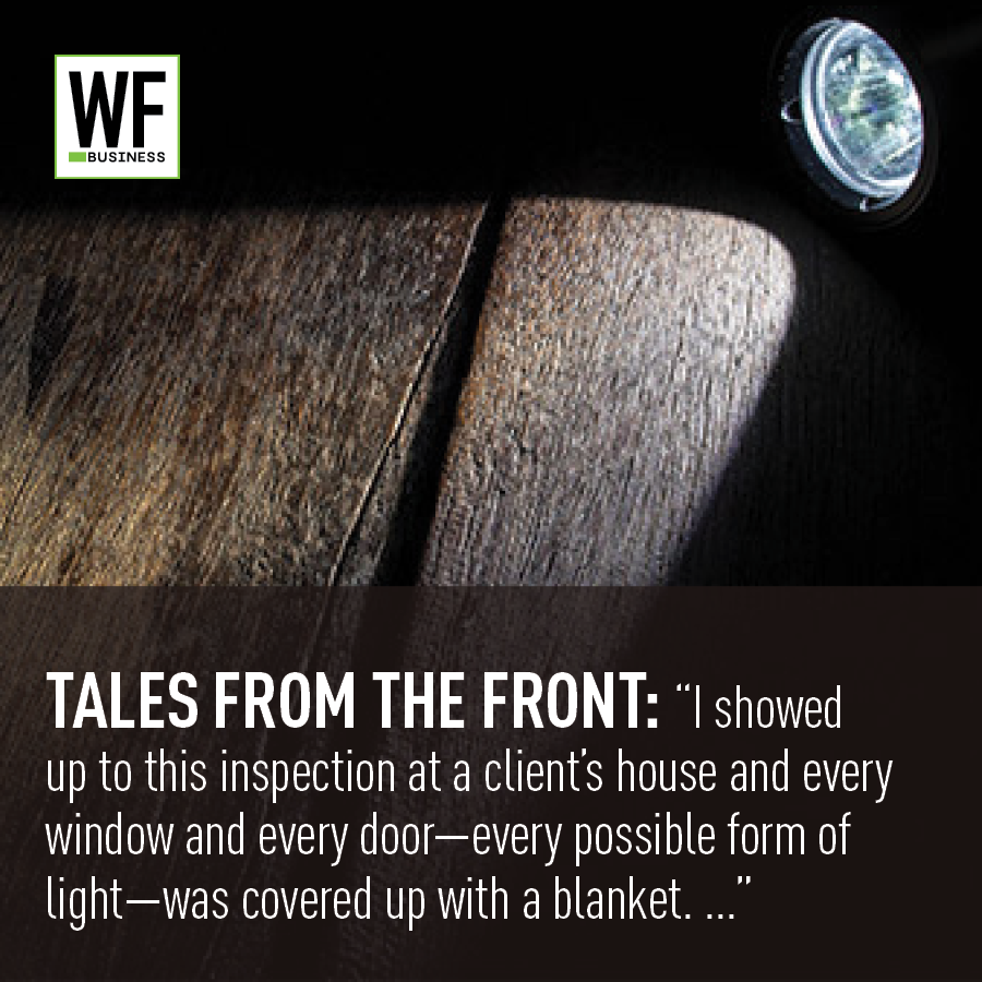 Fabric samples in brown and gray tones illuminated by a vehicle headlight, demonstrating light coverage with WF Business branding