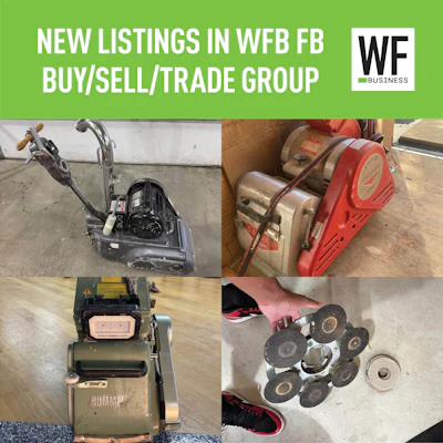 WE Business logo and new listings announcement for Facebook buy/sell/trade group with industrial equipment images