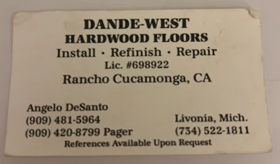 Dande West 1999 Business Card