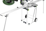 Festool miter saw on mobile stand with dust extraction hose included