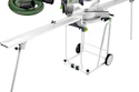 Festool miter saw on mobile stand with dust extraction hose included