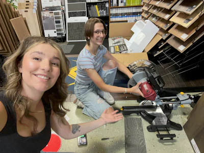 I started going to the flooring store to keep me and my baby safe. The confidence and community that I (at left in the photo above) have found in flooring is beyond what I could have imagined.