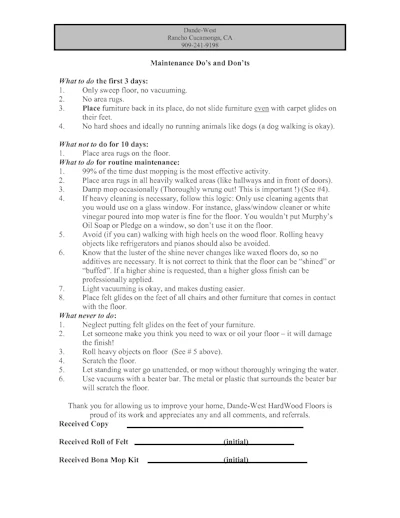 Maintenance Directions From Dande West