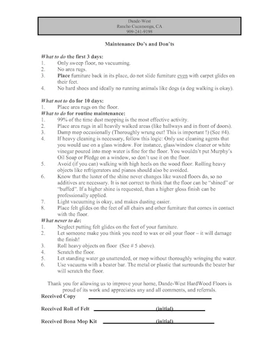 Maintenance Directions From Dande West