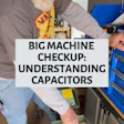 Technician examining capacitor components in workshop during equipment maintenance training