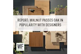 WE Business logo with wood material samples and design elements in neutral tones