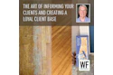Professional presentation on client communication featuring flooring samples, headshot photo, and WE Business logo