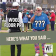 Meme comparing wood floor professional to confused person at golf tournament with WE Business logo