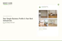Wood Floor Business logo with green accent and Google Business Profile showcase featuring hardwood flooring samples